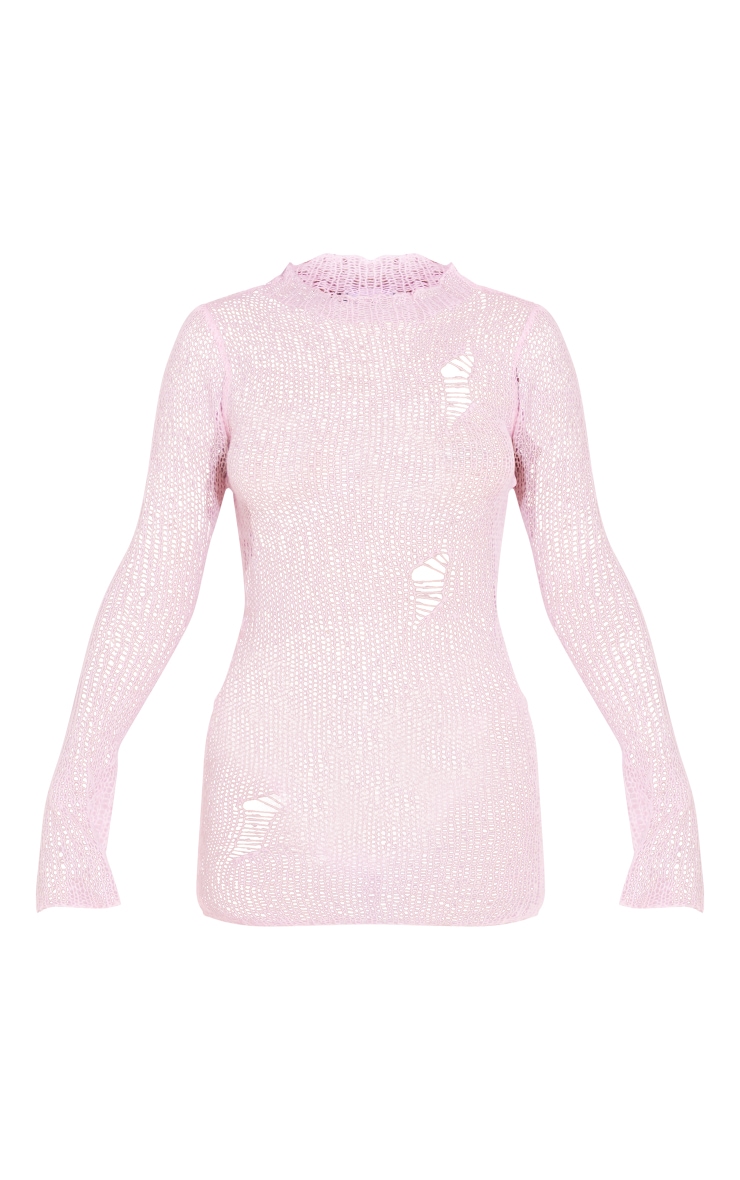 Baby Pink Fluffy Knit Mini Dress image 5