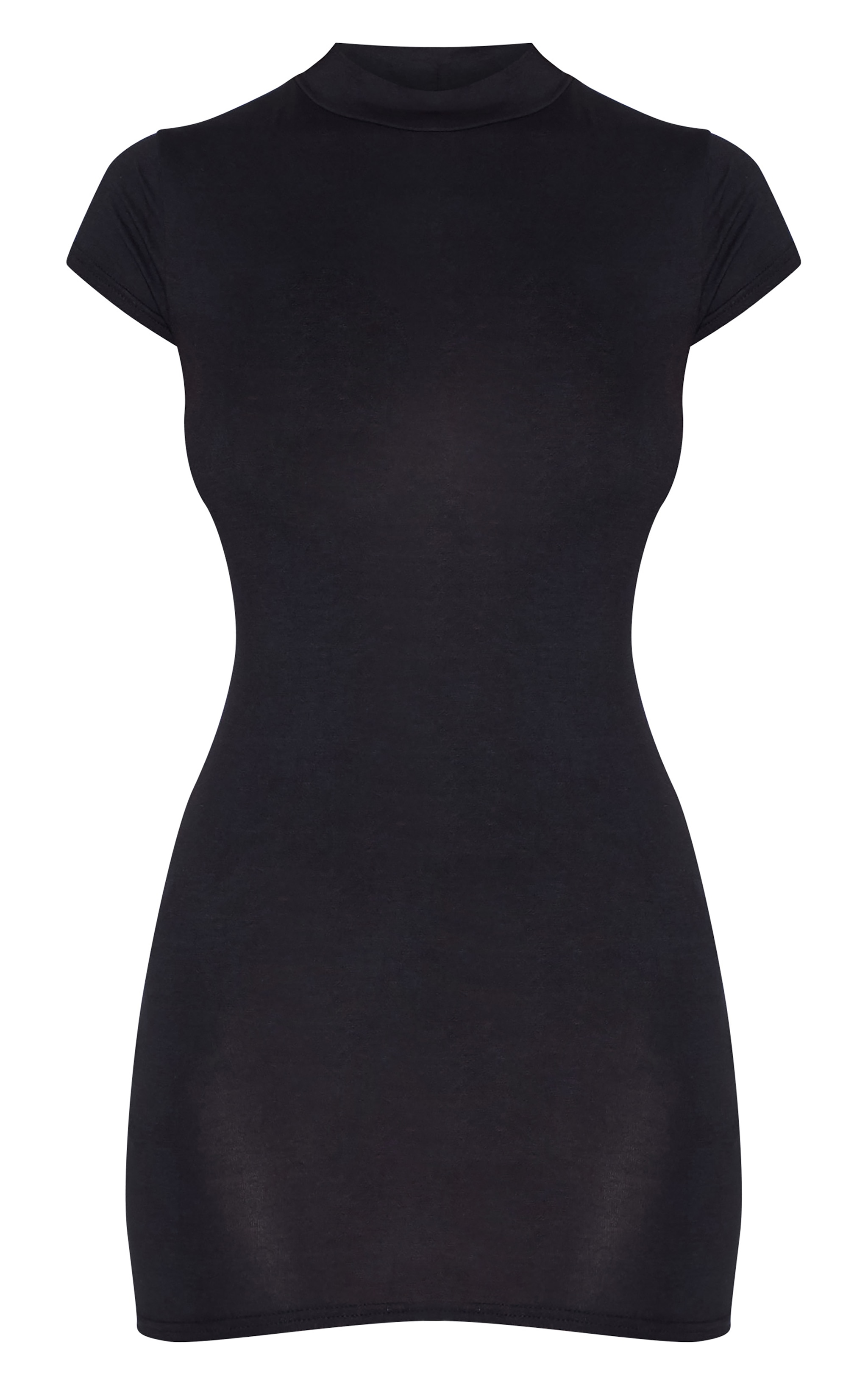 Black Jersey High Neck Cap Sleeve Bodycon Dress image 5