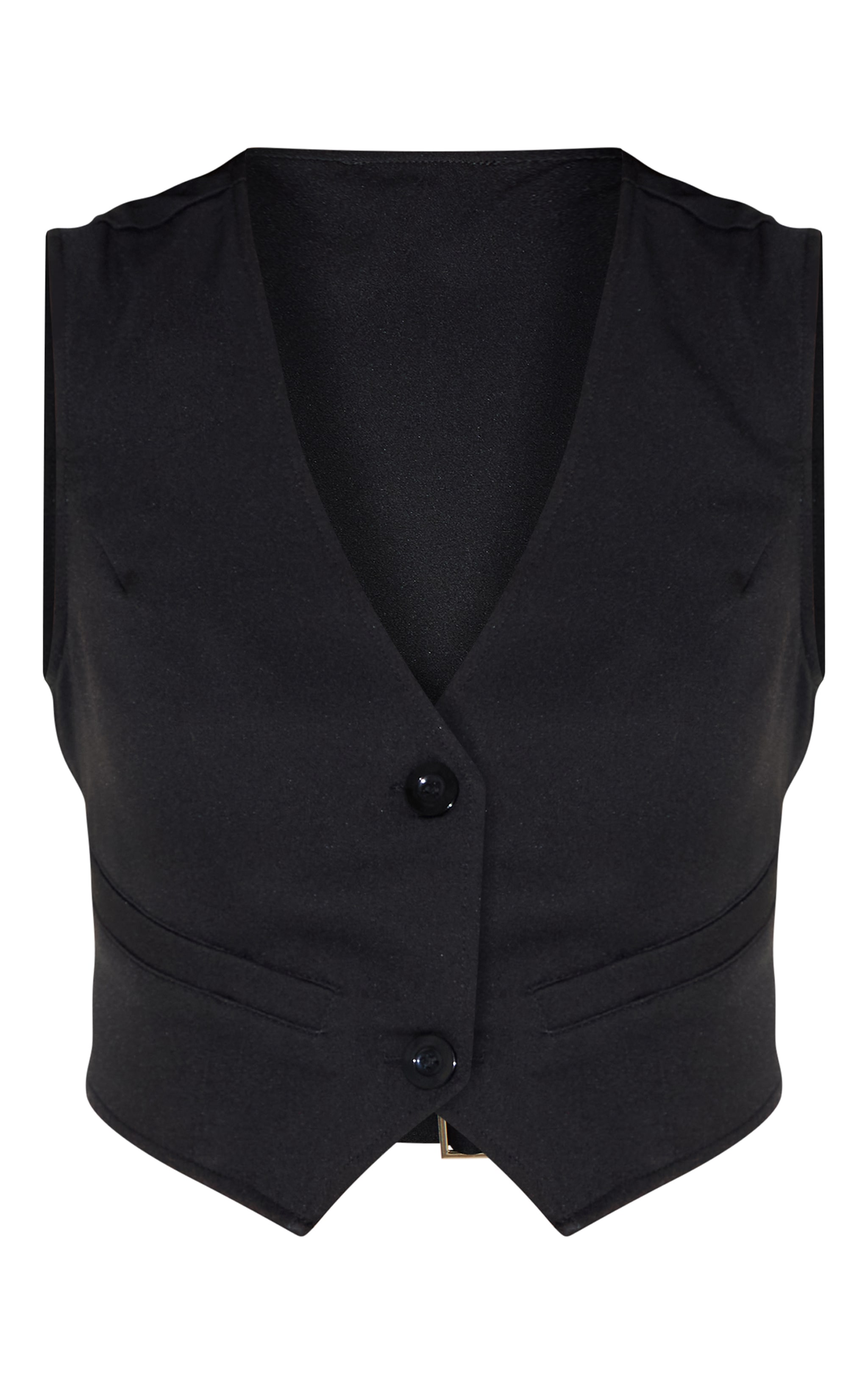 Top style gilet tissé noir profond à ceinture dans le dos image 5