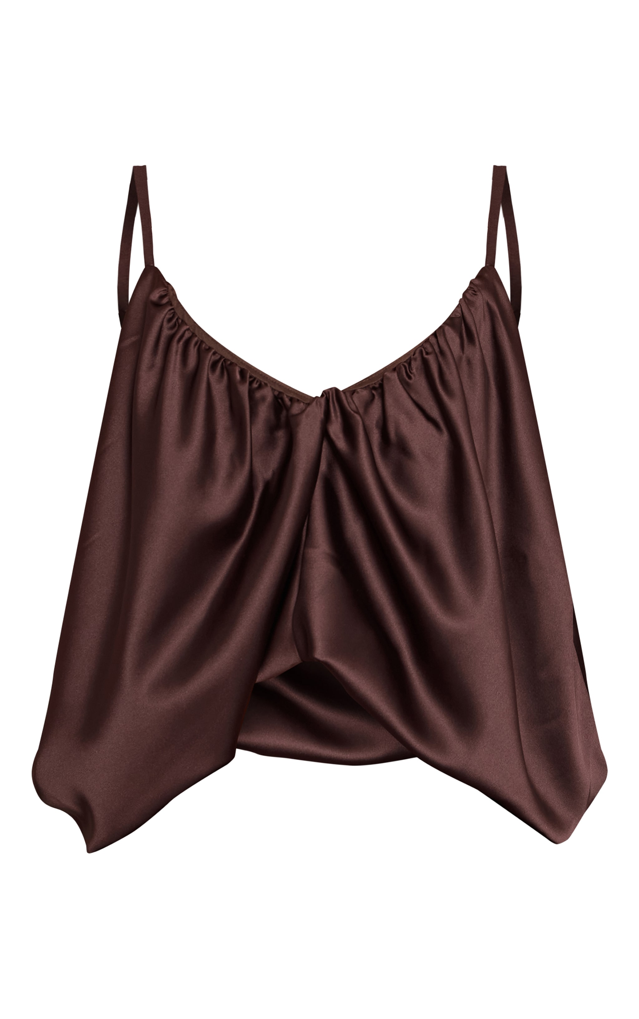 Deep Chocolate Satin Puff Detail Strappy Cami Top  image 5