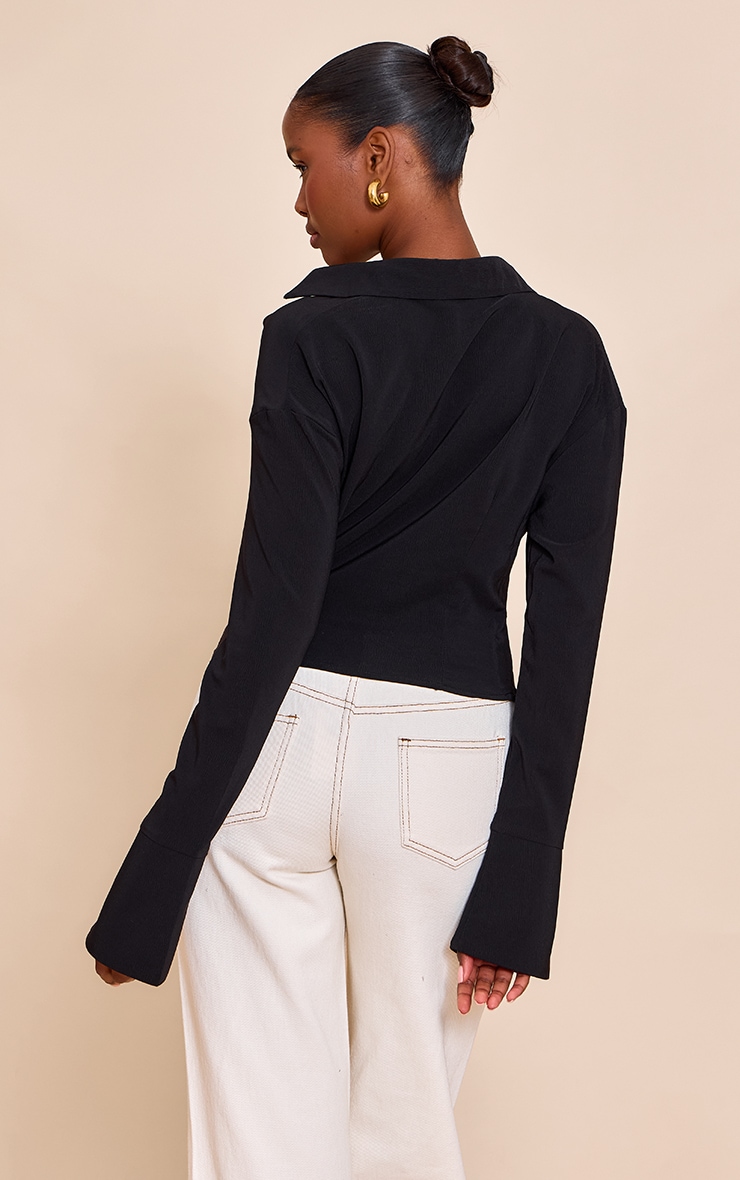 Black Chiffon Cowl Neck Blouse image 2