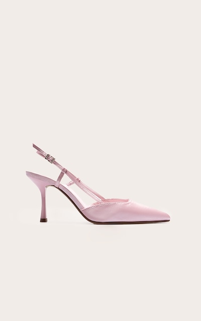 Wide Fit Baby Pink Satin Point Toe High Stiletto Court Heels
