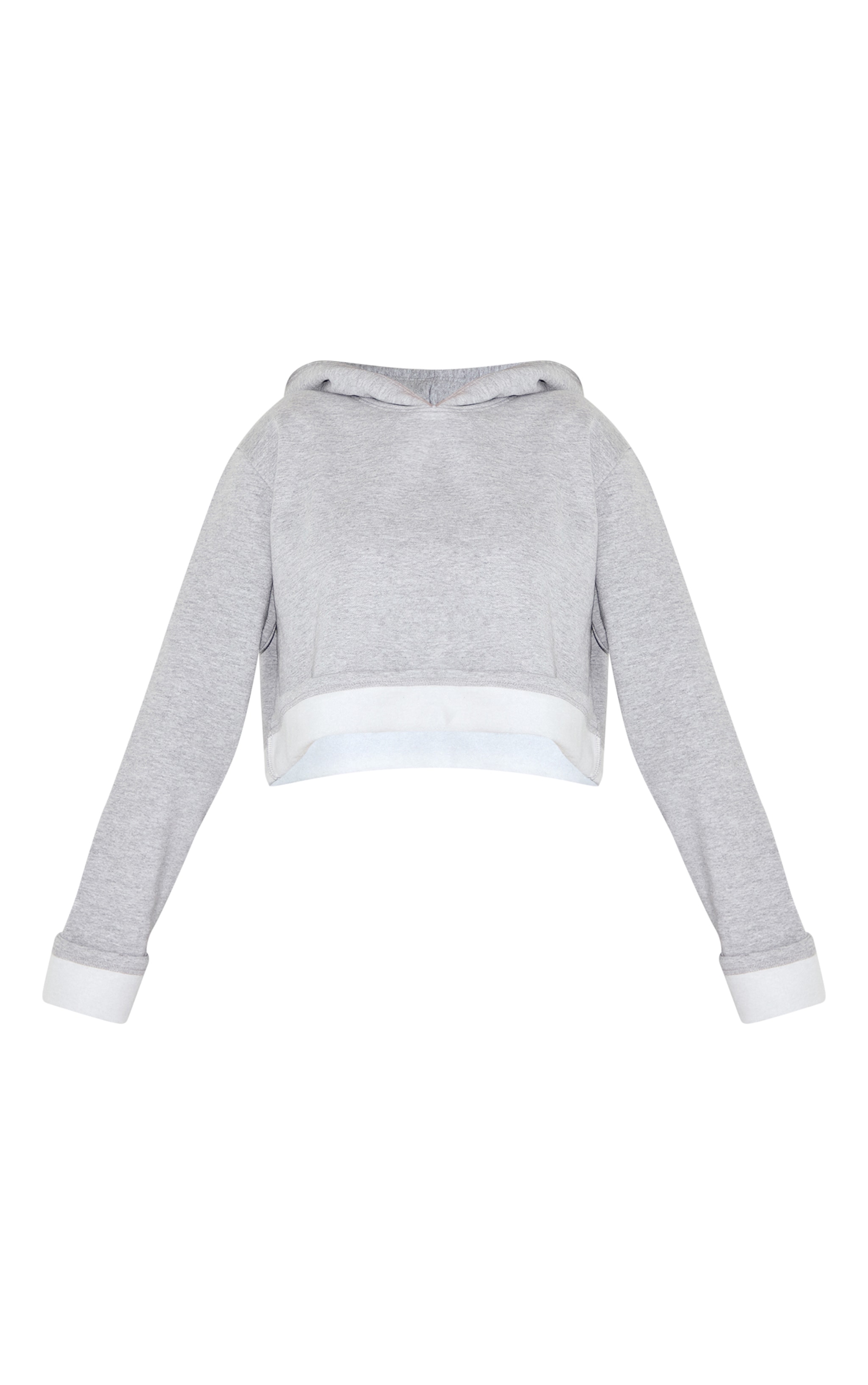 Shape Grey Turn Up Hem Cropped Hoodie image 5