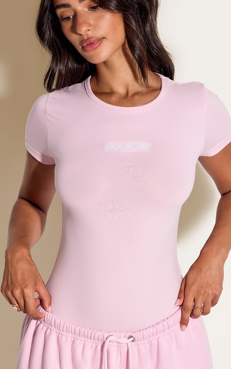 Petite Pink Prettylittlething Short Sleeve Bodysuit image 4