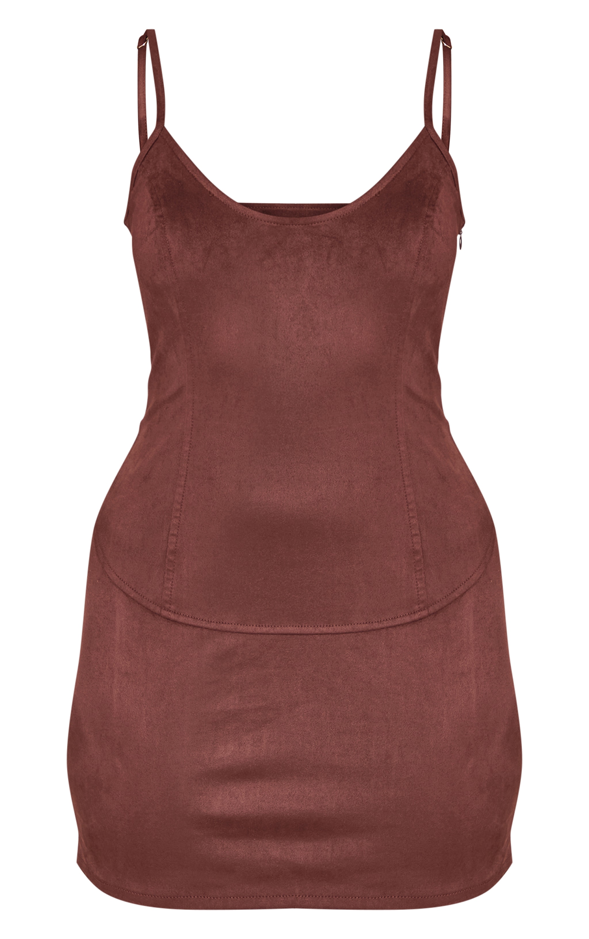 Chocolate Faux Suede Strappy Mini Bodycon Dress image 5