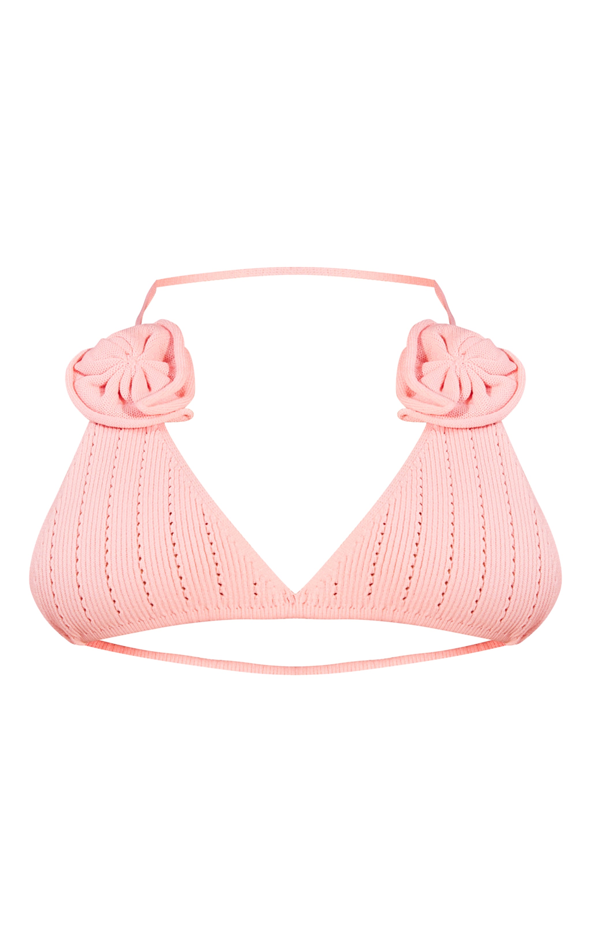 Petite Ensemble bralette et mini-jupe  rose en maille tricot à détail fleur image 5