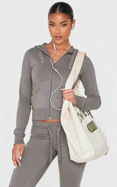 Charcoal Zip Up Fitted Track Top