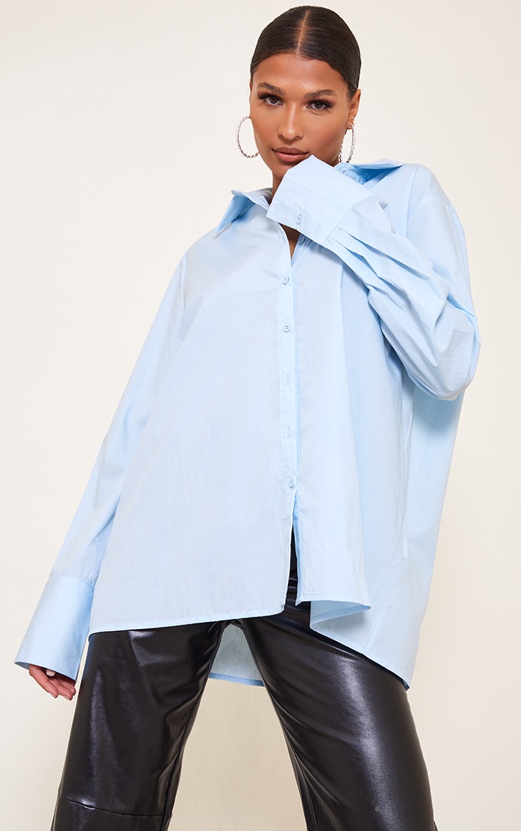 Blue Oversized Cuff Shirt