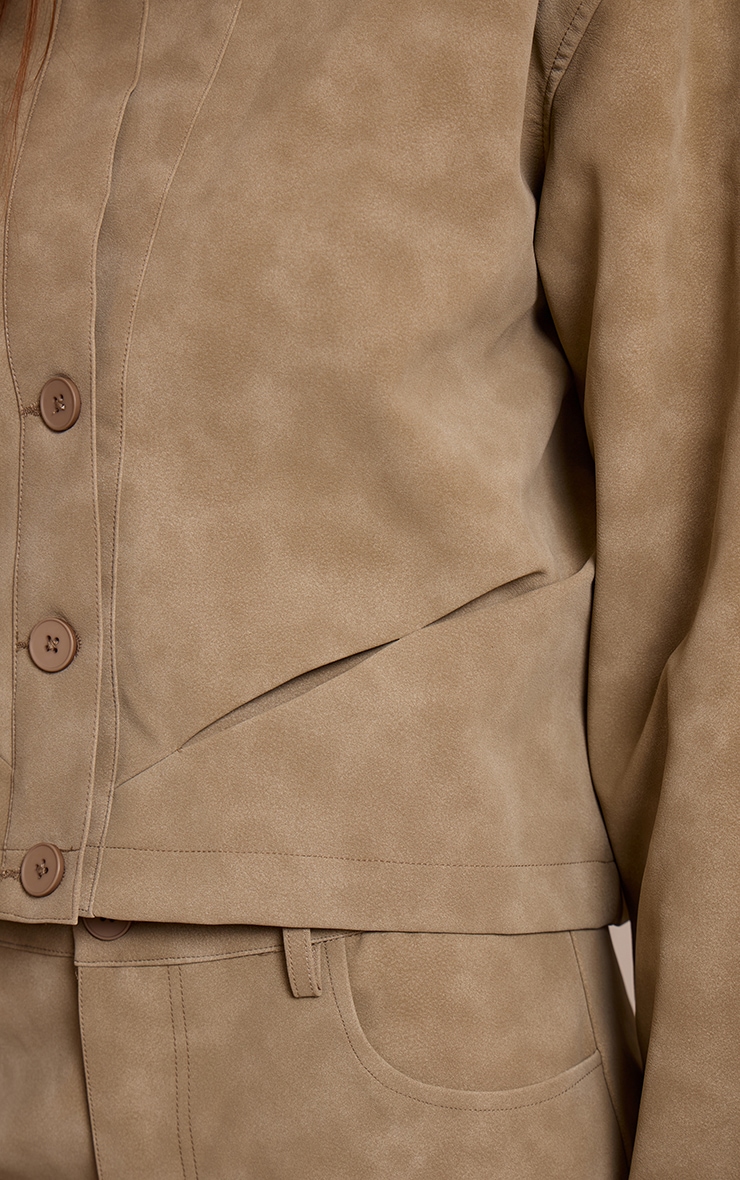 Veste en PU gris pierre délavé à décolleté image 4