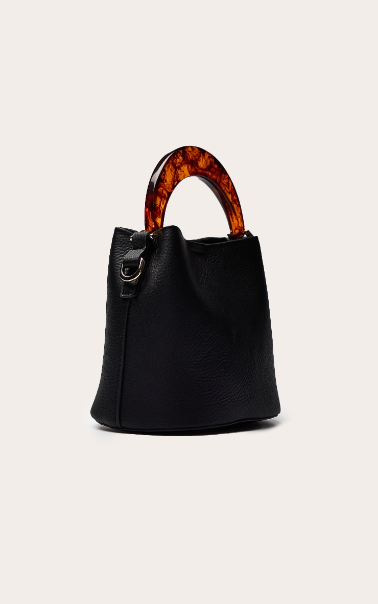 Chocolate Resin Handle Bucket Bag image 3