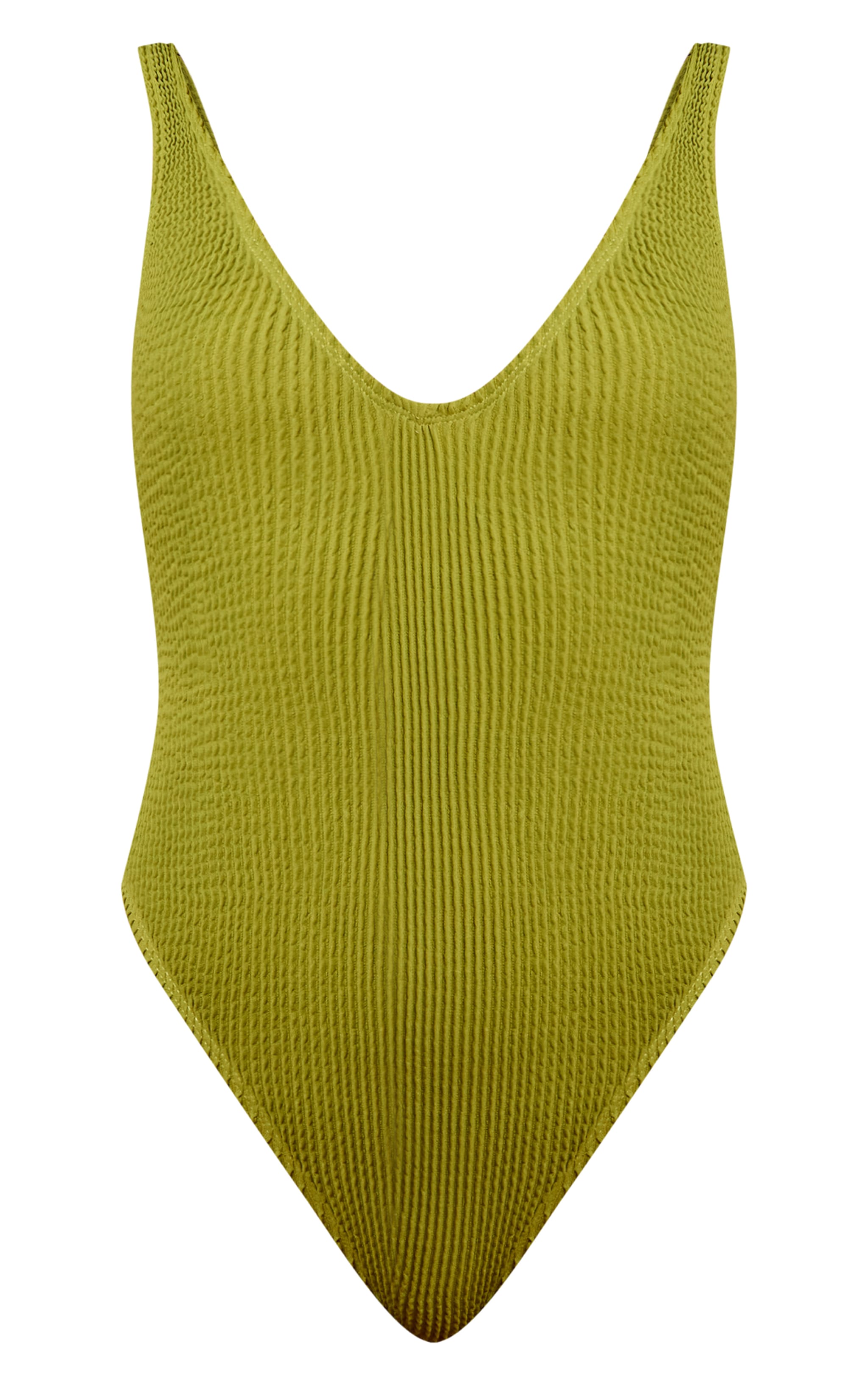 Olive Crinkle Plunge Swimsuit image 5