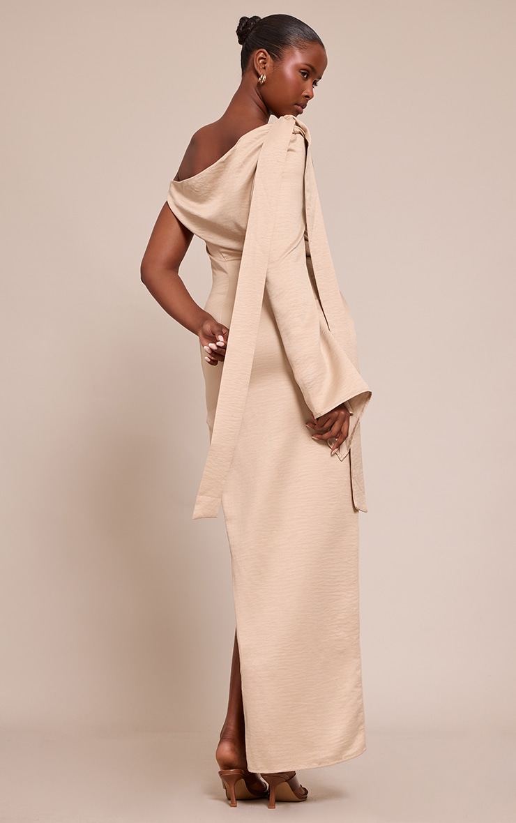 Olive Textured Woven Tie Shoulder Midaxi Dress image 2