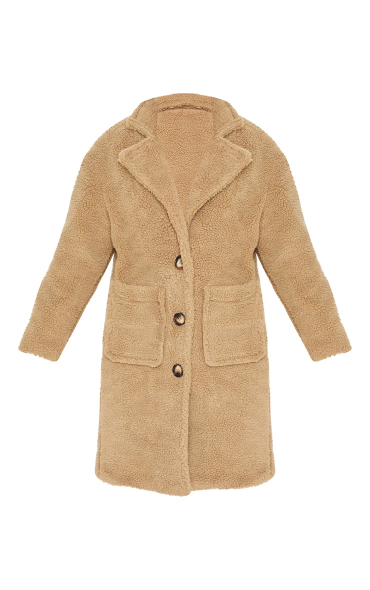 Camel Longline Coat Coats & Jackets PrettyLittleThing