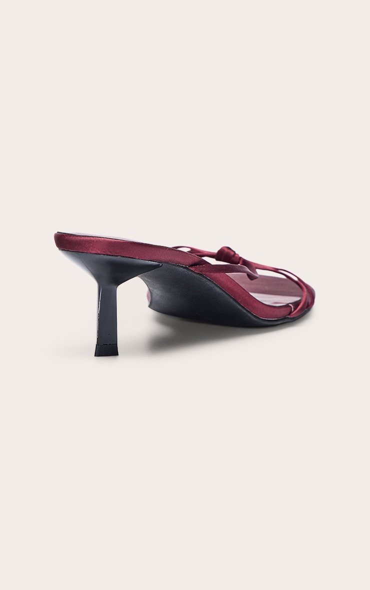 Plum Satin Patent Knotted Heeled Mules image 4