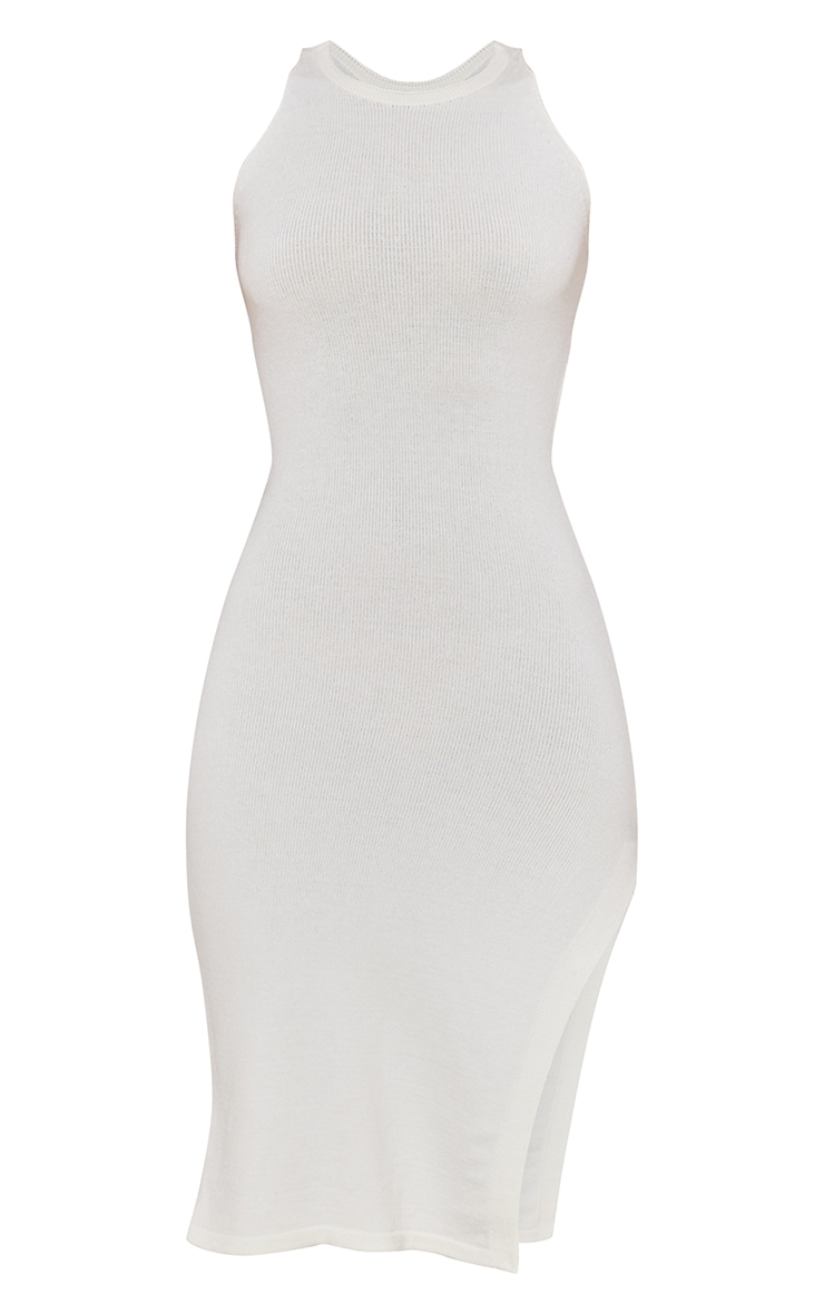 Cream Back Cut Out Knitted Midaxi Dress image 1