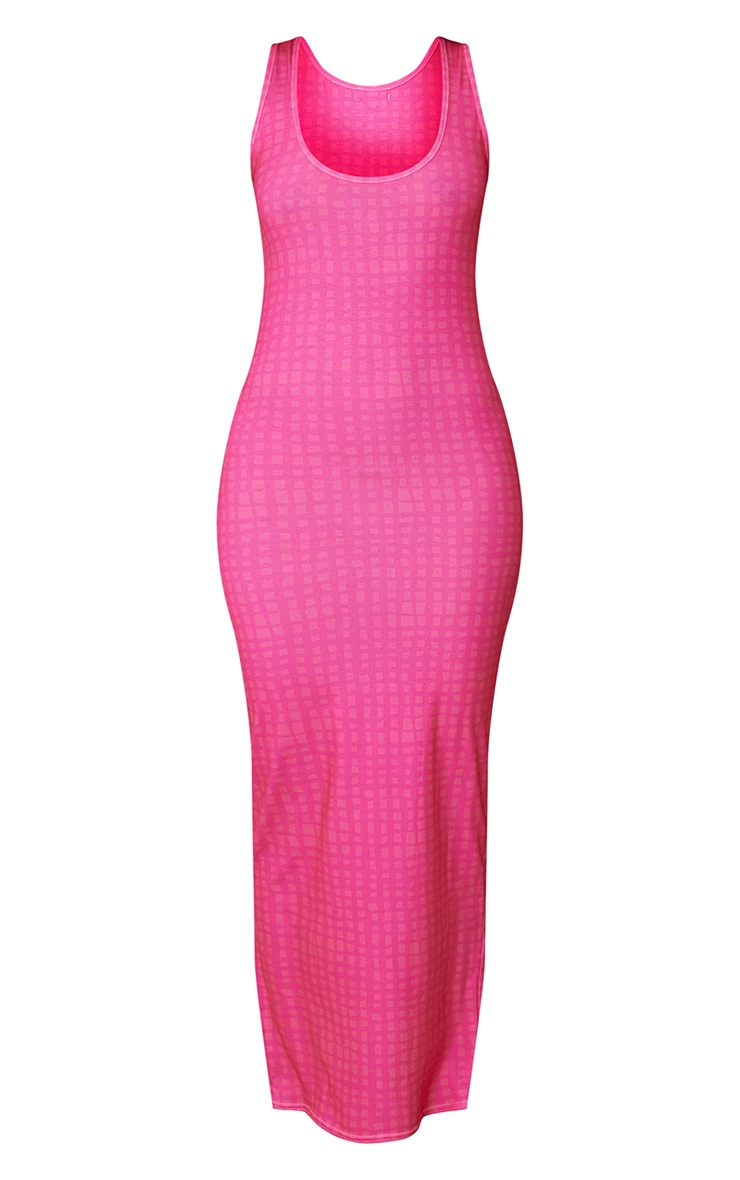 Pink Swirl Abstract Print Basic Maxi Dress image 5