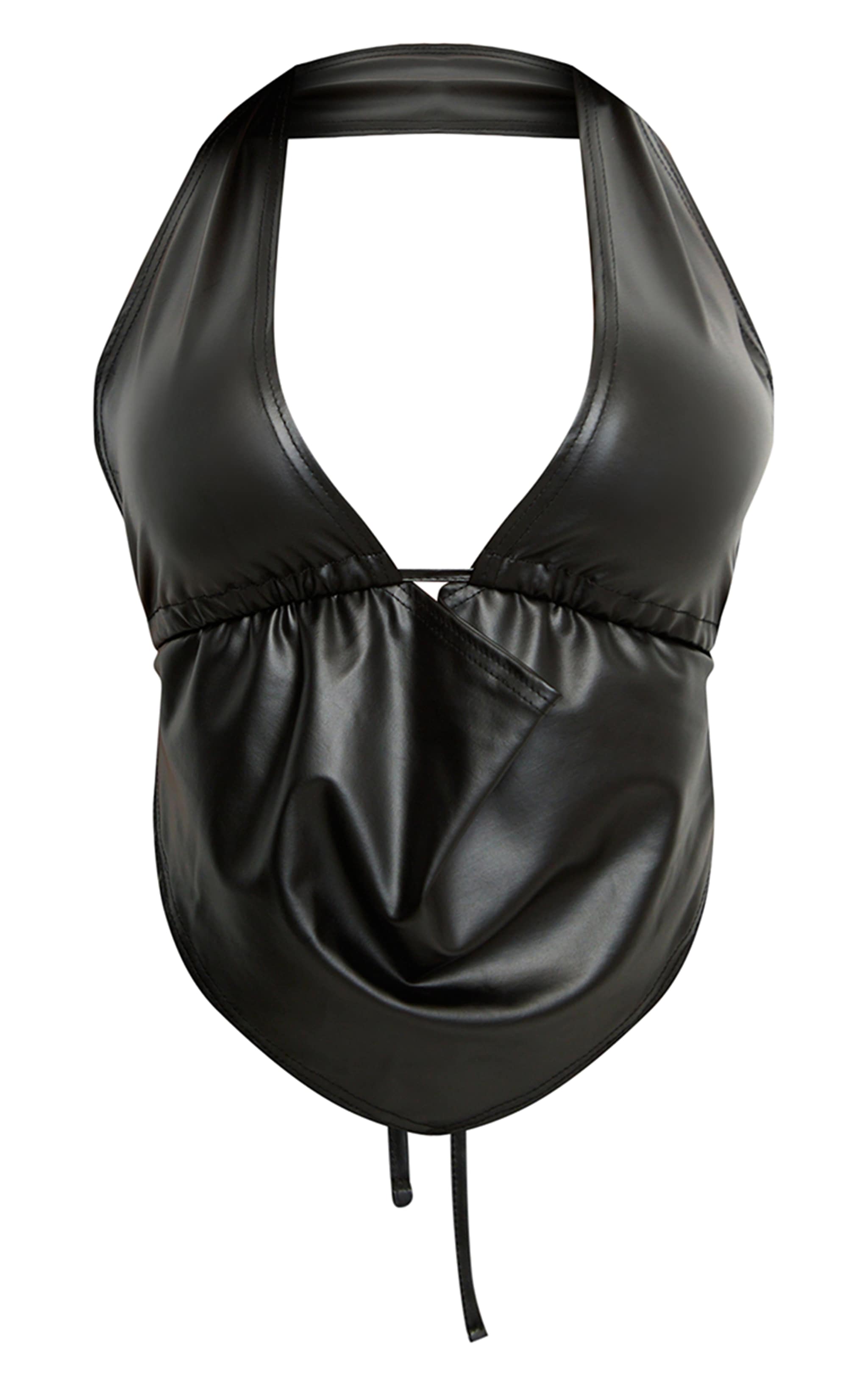 Black Faux Leather Halterneck Top image 5