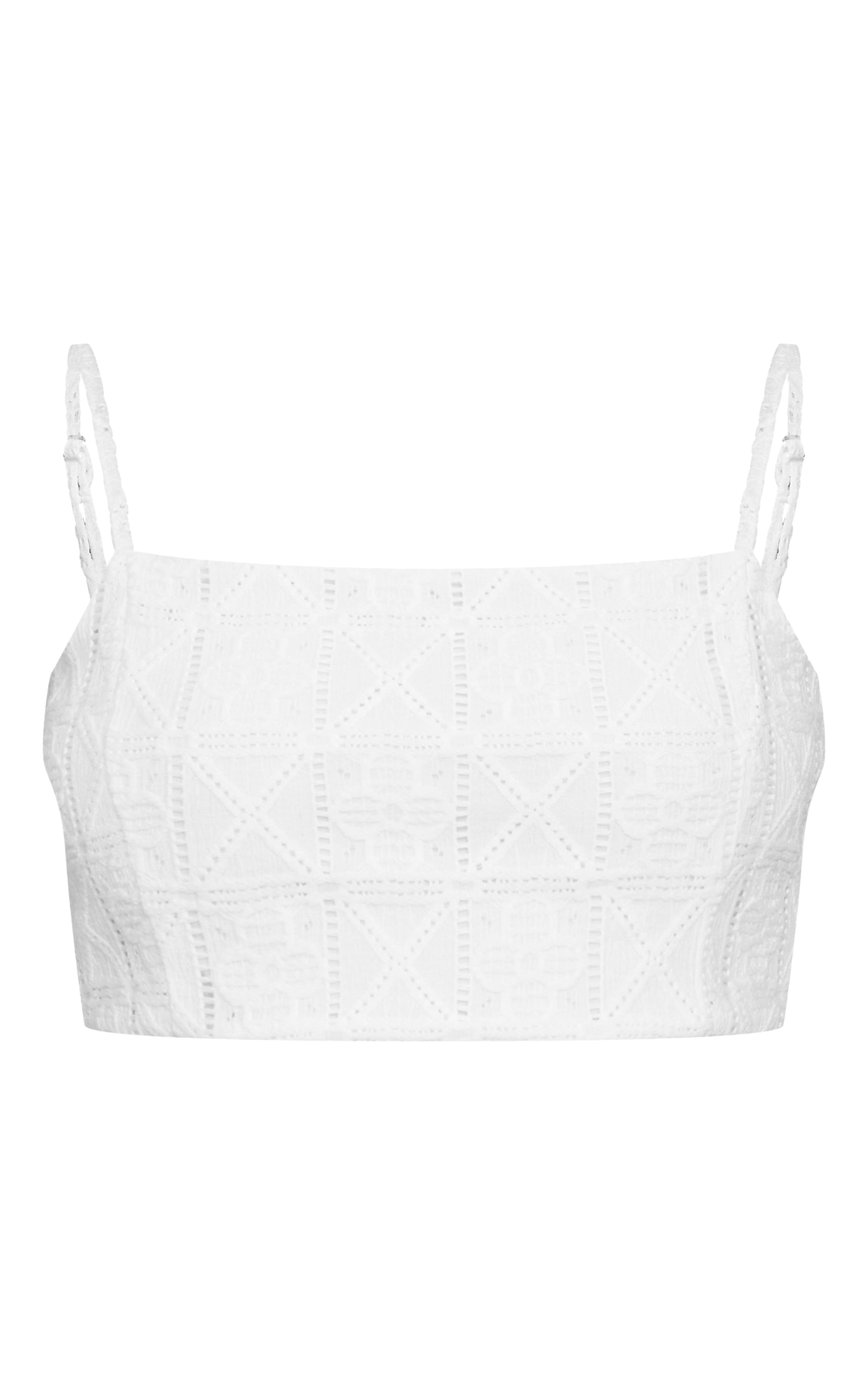 Bralette en maille style crochet texturée blanche image 5