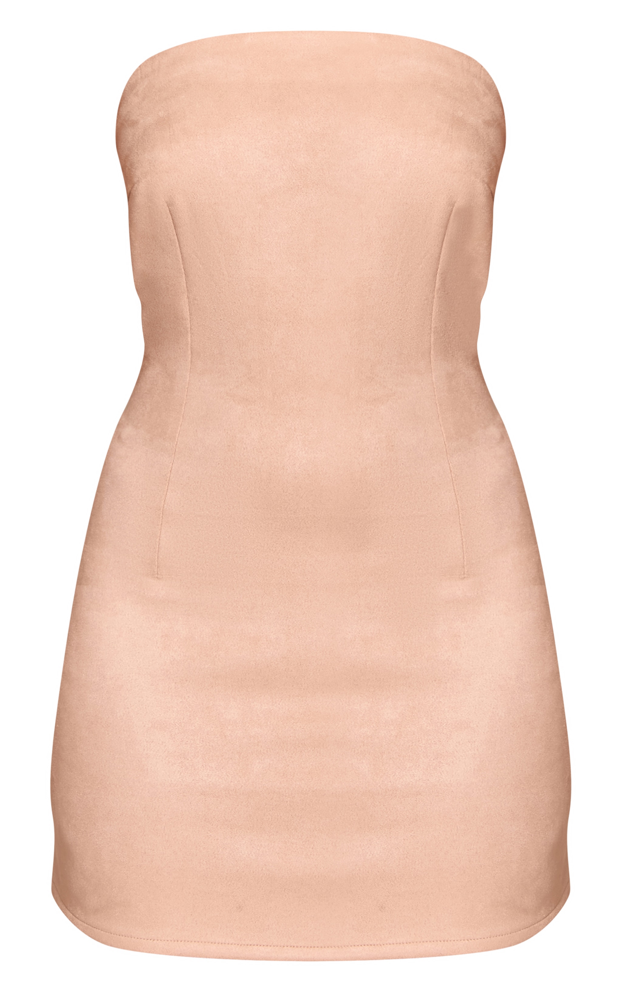 Beige Faux Suede Bandeau Mini Dress image 5