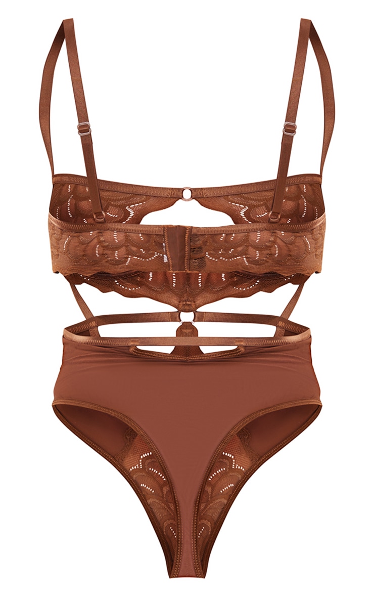 Chocolate Underwired Cut Out Lace Body image 2