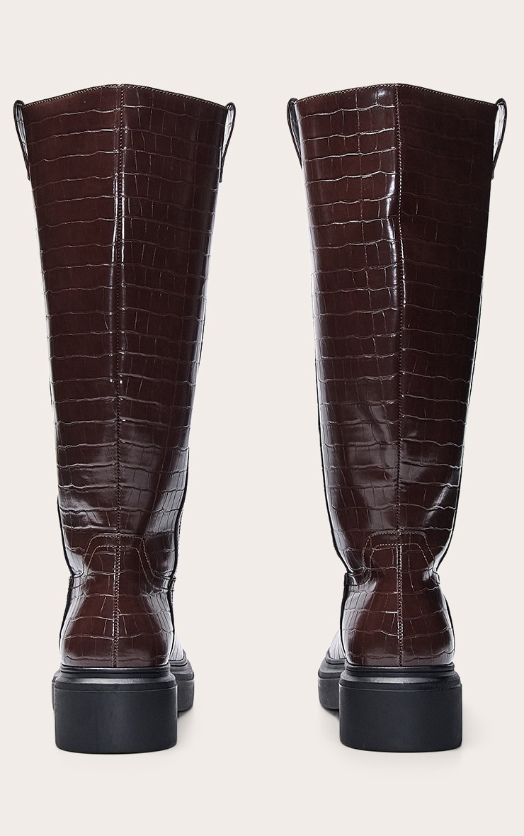 Chocolate Croc Chunky Straight Shaft Knee Boot image 4