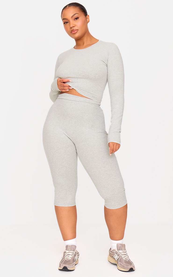 Ash Grey Ultimate Sculpt Long Sleeve Crop Gym Top image 8