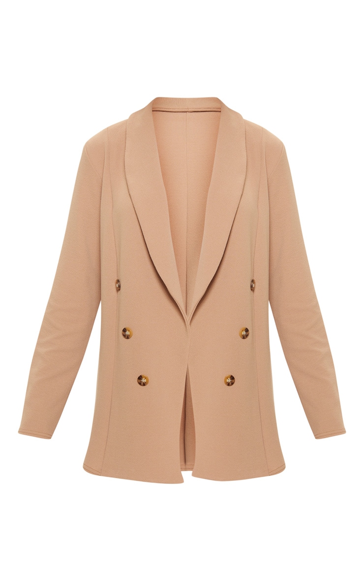 Camel Oversized Front Button Detail Blazer image 3