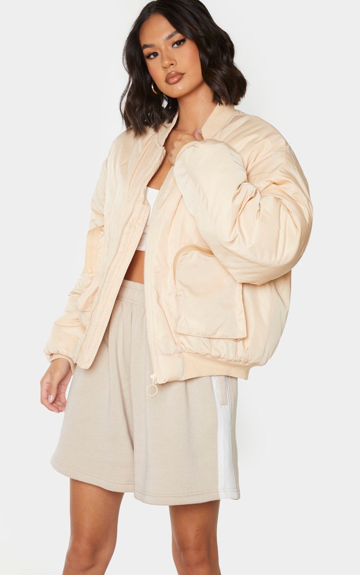 Camel Pocket Zip Up Bomber
