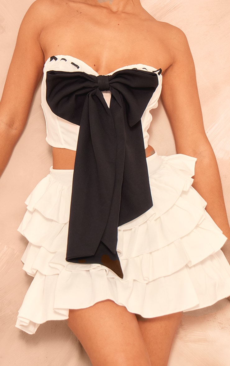 Petite White Bandeau Bow Corset Top image 4