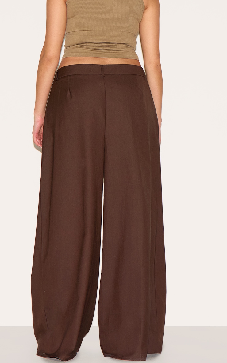 Plus Chocolate Woven Double Pleat Wide Leg Pant image 3