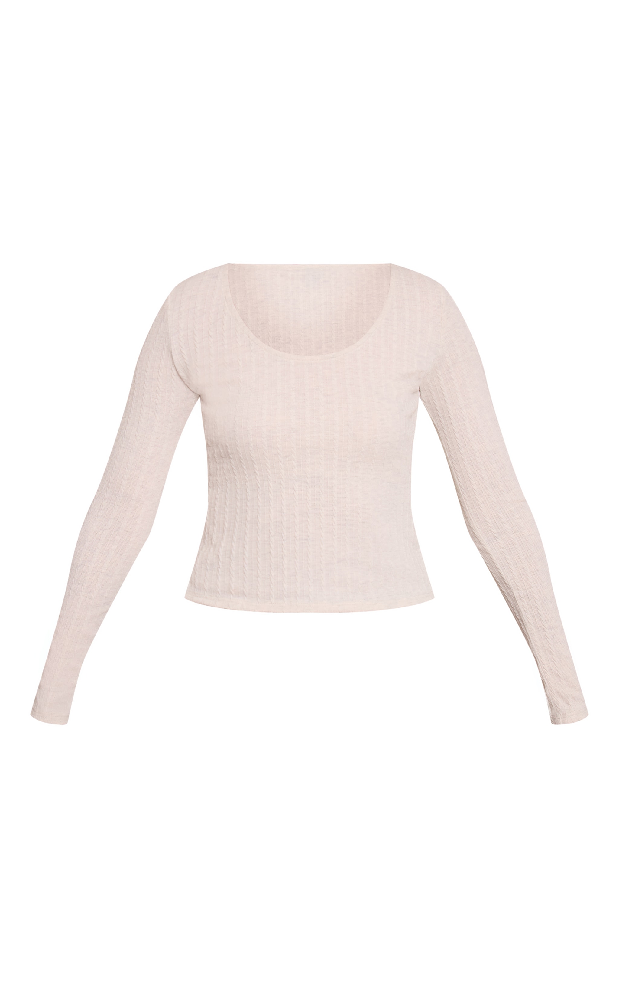 Cream  Cable Scoop Neck Long Sleeve Top image 5