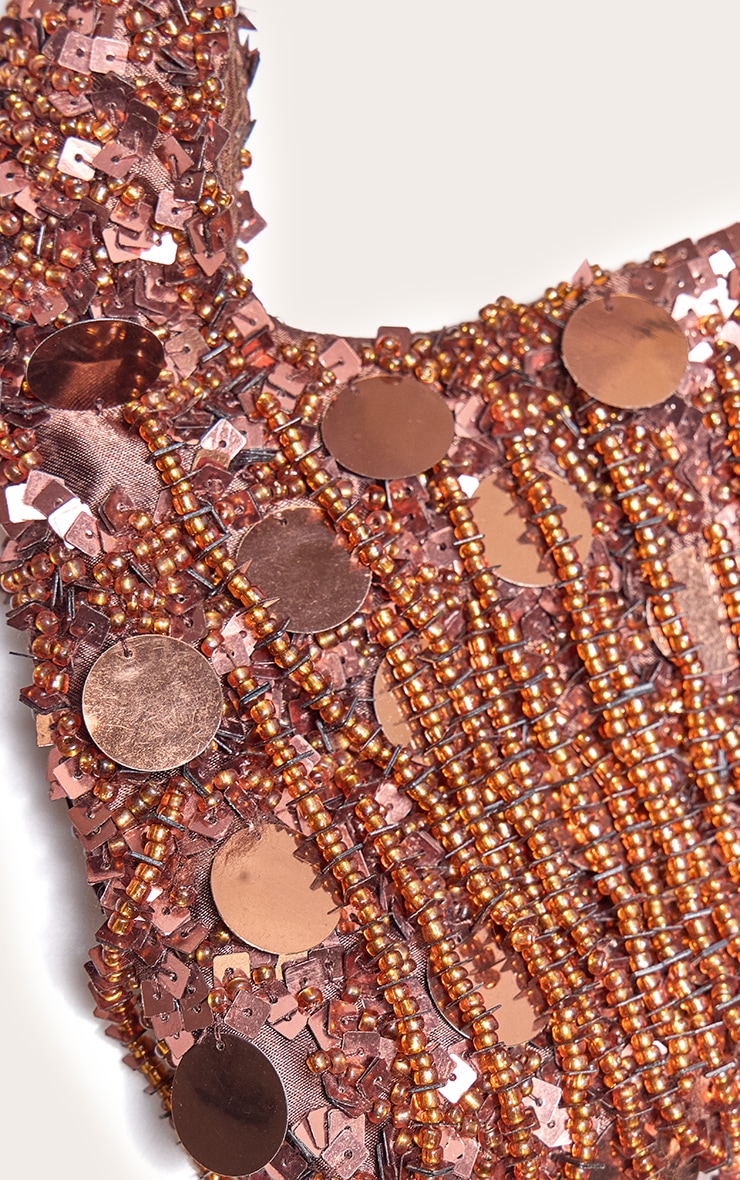 Mini sac à main bronze à sequins et franges image 4