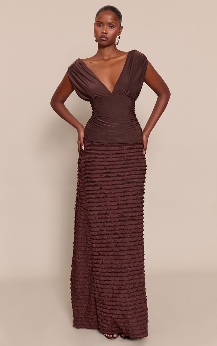 Dark Chocolate Slinky Plunge Sleeveless Top image 3