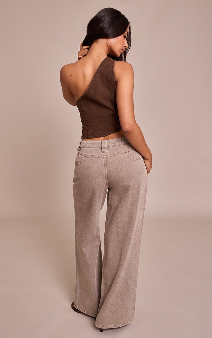 Petite Mushroom Tinted Wide Leg Jeans image 3