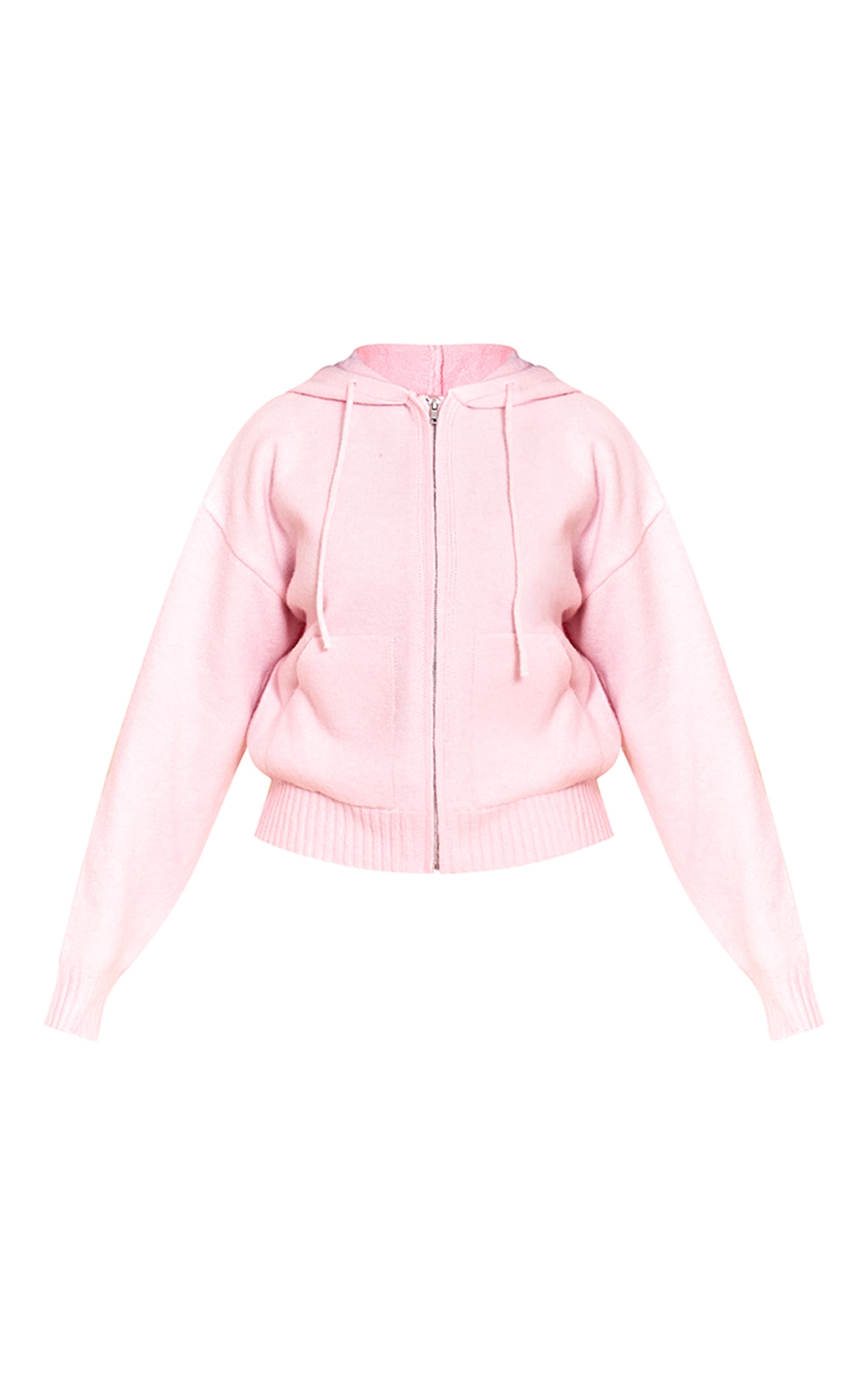 Petite Hoodie en maille tricot rose à  zip image 5
