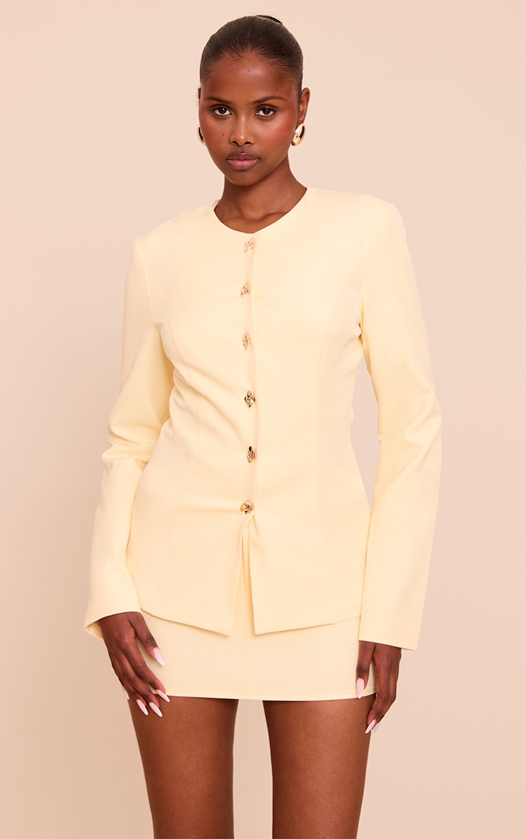 Butter Yellow Tailored Mini Skirt image 1