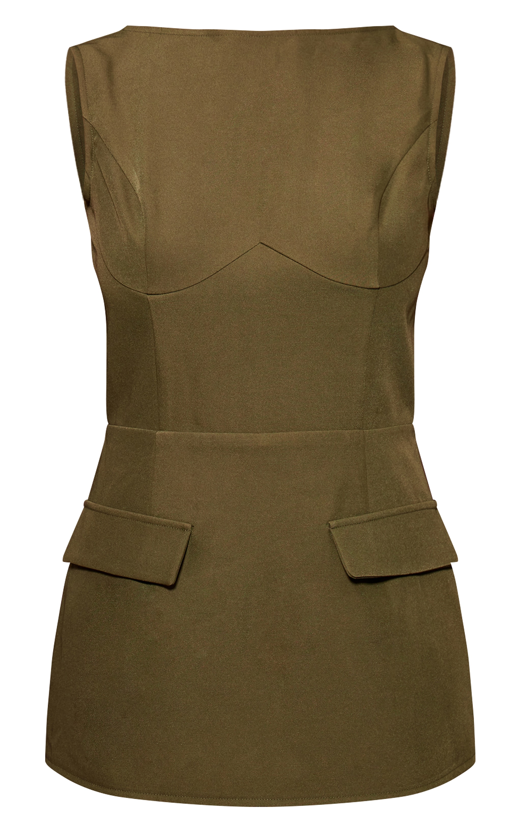 Olive Woven Pocket Detail Sleeveless Skort Romper image 5