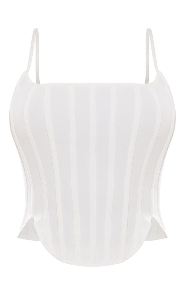 White Woven Longline Boned Corset | Tops | PrettyLittleThing KSA