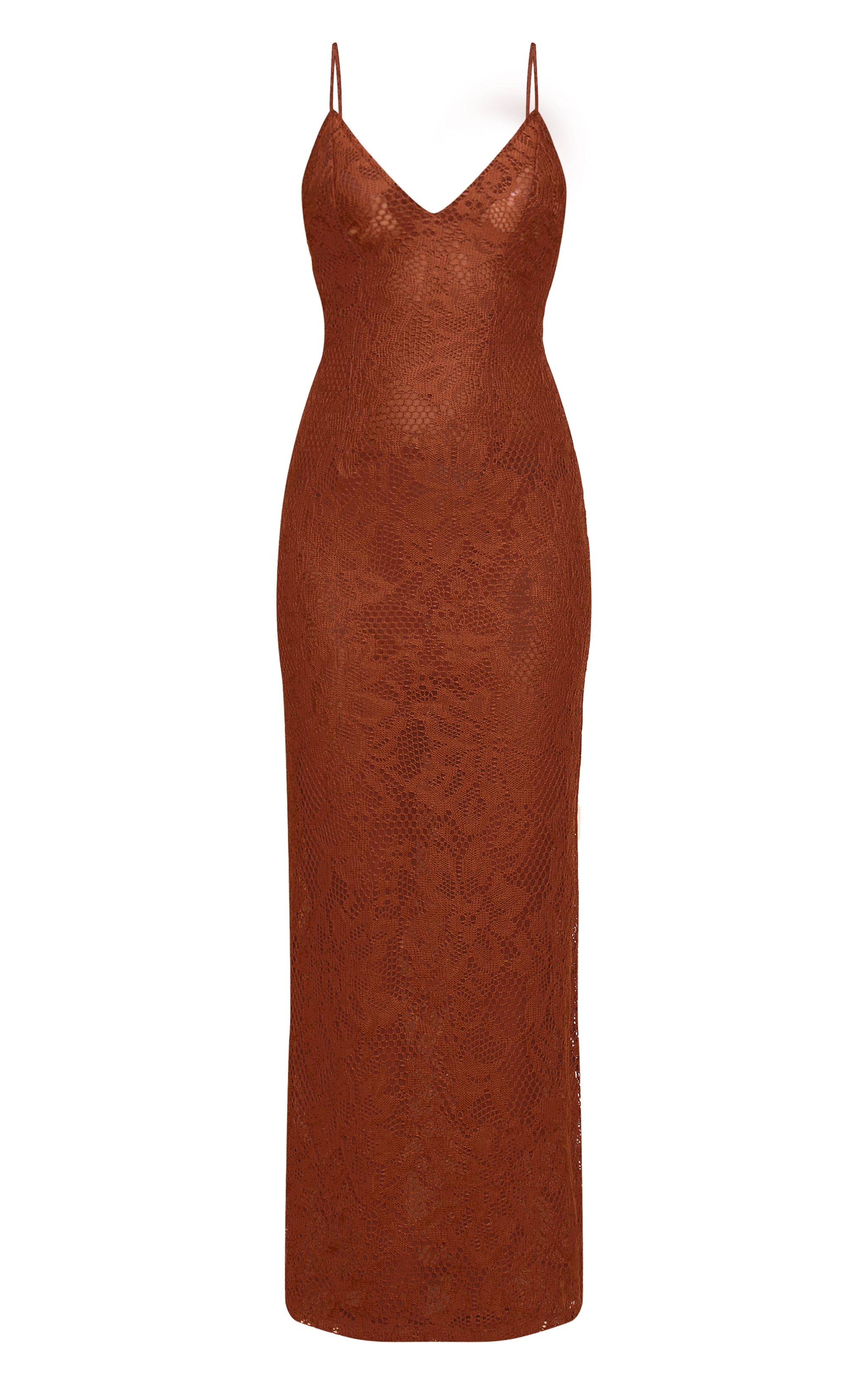 Chocolate Textured Lace Up Maxi Dress image 5