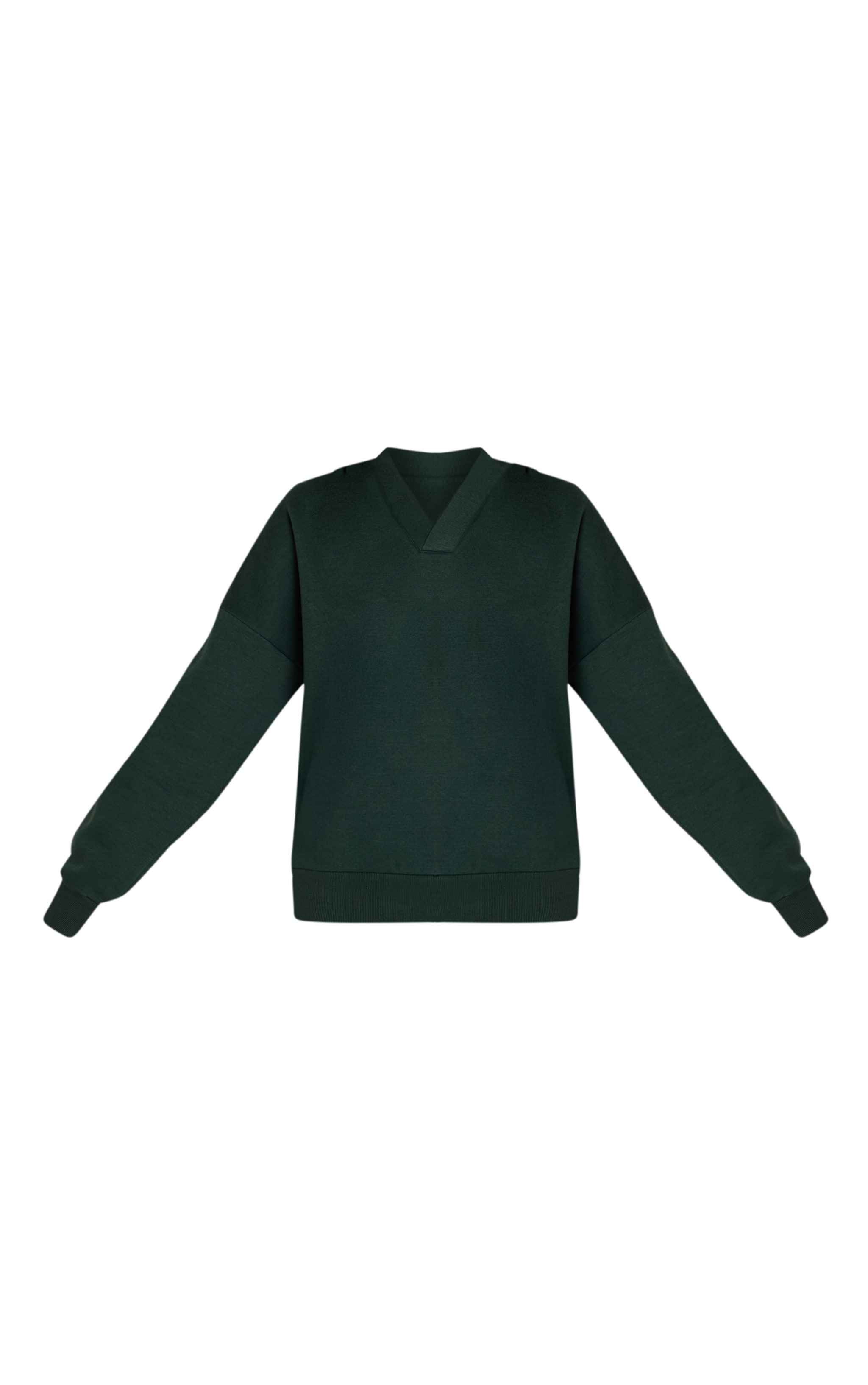 Forest Green V Neck Hoodie image 5