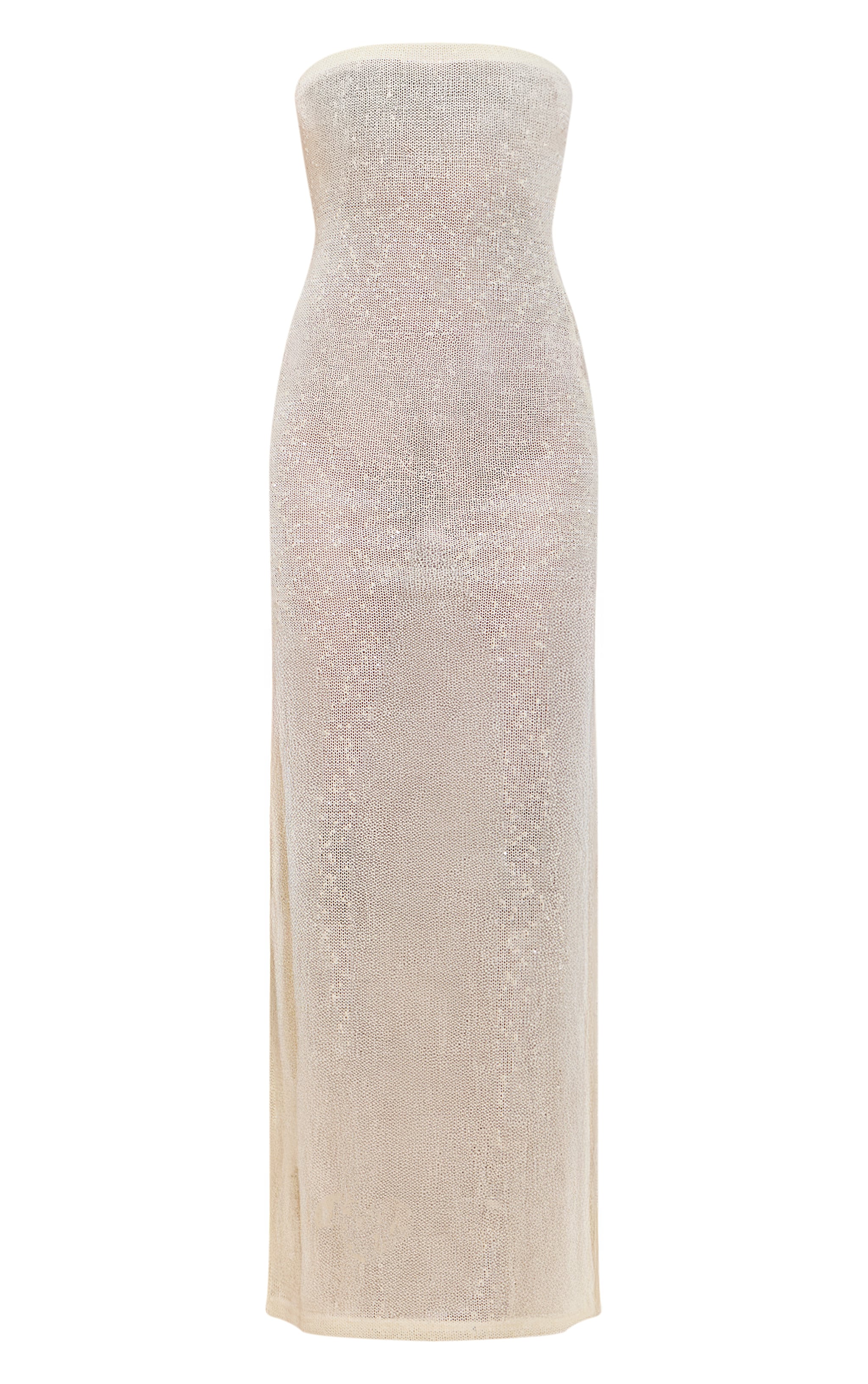 Pale Lime Sequin Sheer Bandeau Maxi Dress image 5