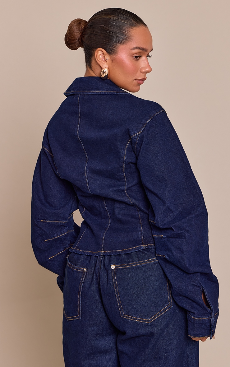 Shape Indigo Cinched Plunge Neck Denim Jacket image 2