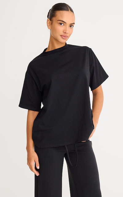 Black Cotton Basic Oversized T-shirt