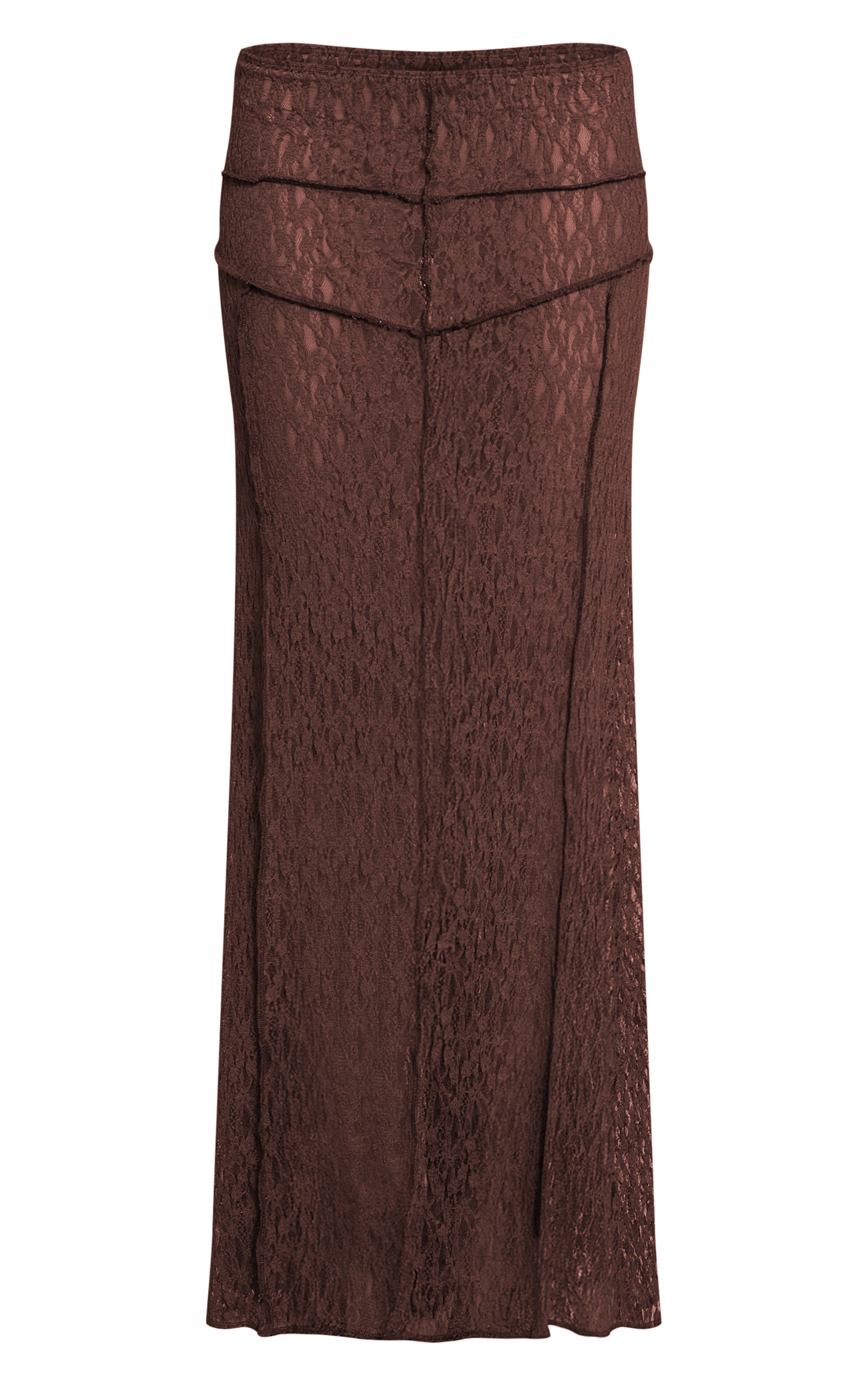 Chocolate Lace Seam Detail Maxi Skirt image 5