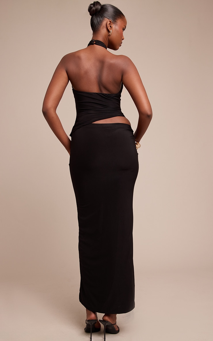 Black Double Slinky Twist Maxi Skirt image 3