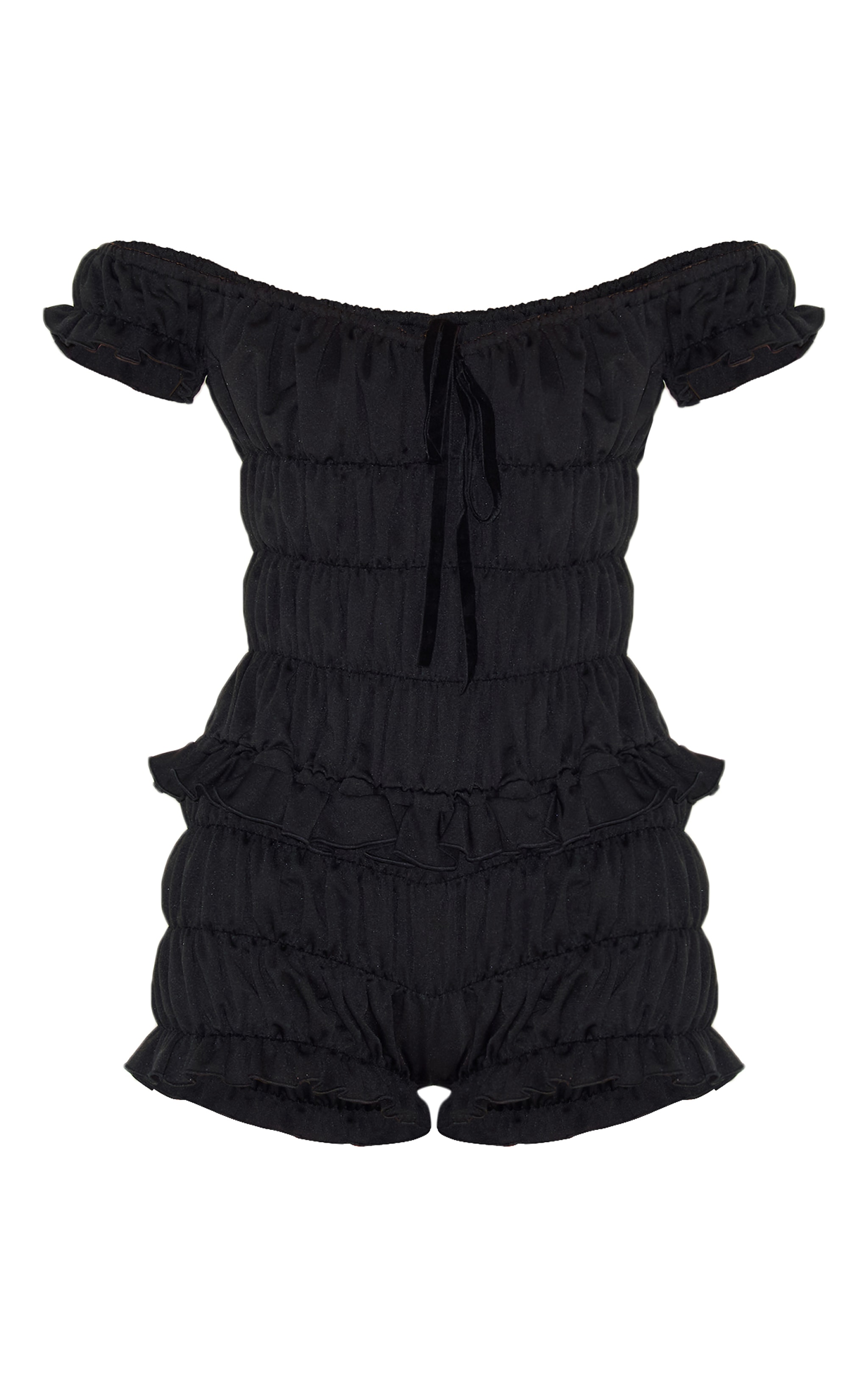 Black Extreme Ruched Bardot Playsuit image 5