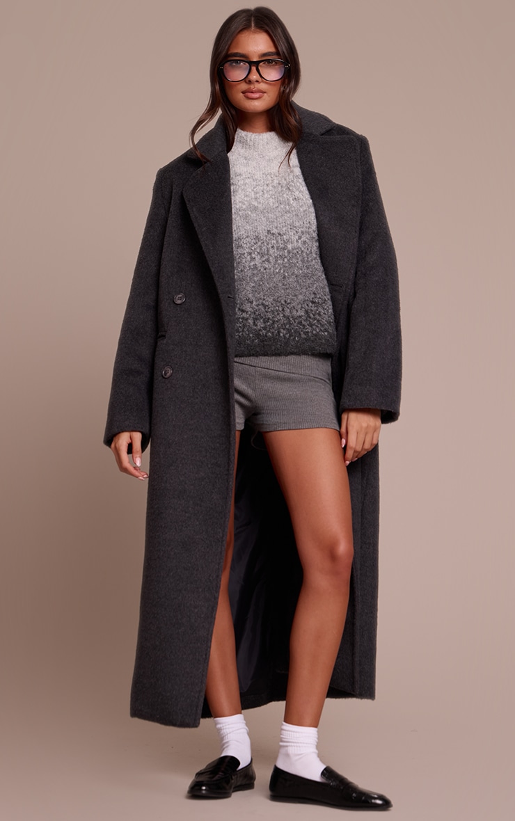 Grey Ombre Crew Neck Knitted Sweater image 3