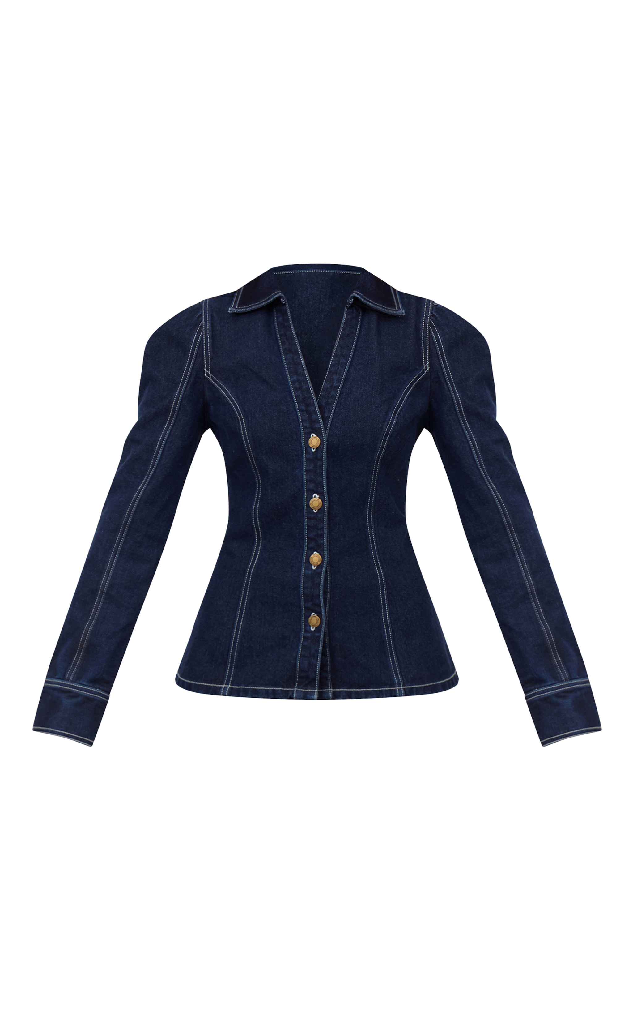Indigo Cinched Waist Denim Shirt image 5