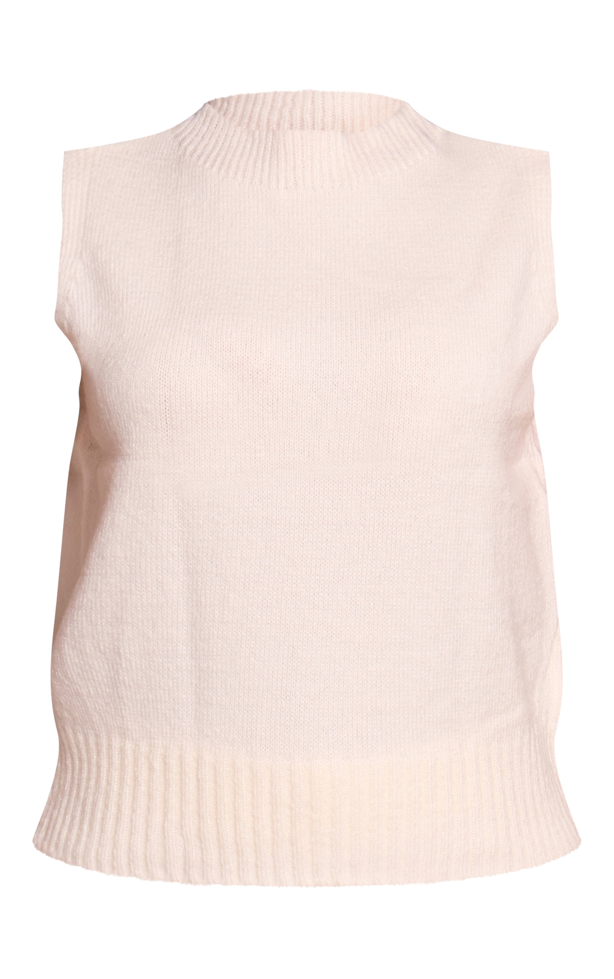 Petite Cream Knit High Neck Sleeveless Crop Top image 5