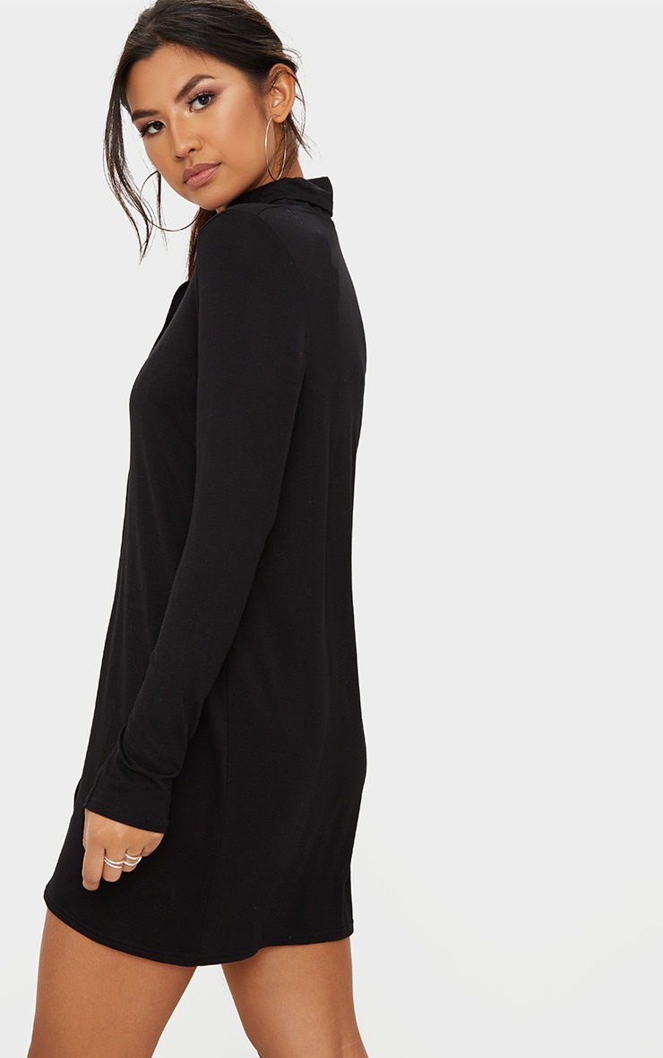 black jersey shirt dress